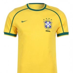 Brazil National Soccer Team Jersey Retro 1998 Home Large